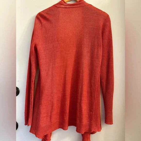 Eileen Fisher red Lightweight Linen Open Long Sleeve Cardigan Size small - Picture 5 of 5